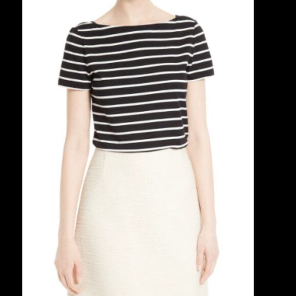 NWT|Kate Spade Striped Essential Bow Short Sleeve Top, XXS - Picture 2 of 5